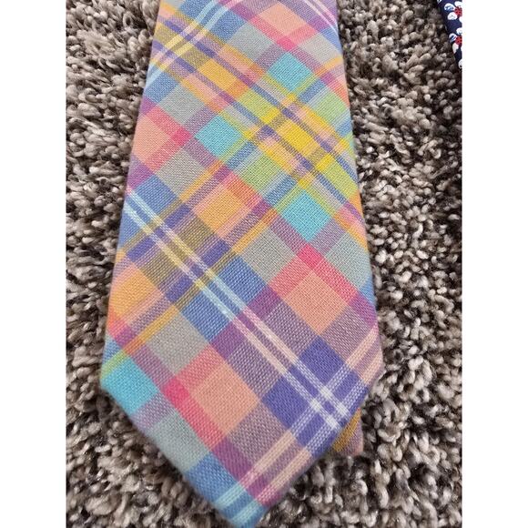 Frank and Buck Mens Neck Tie Cotton Set Of 2 Flower And Plaid Multicolor P6 - Picture 9 of 10